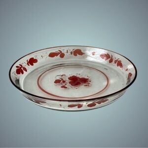 Antique Bohemian? glass bowl/dish w/ ruby flash designs